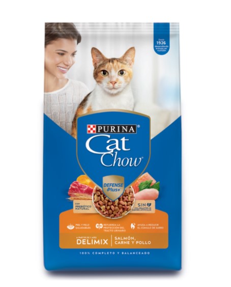 Alimento Cat Chow Delimix Para Gato Adulto Sabor Salmon, Carne y Pollo