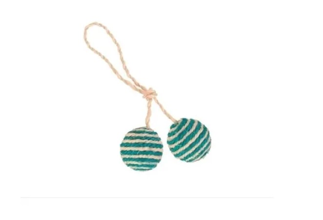 Juguete Trixie Para Gatos 2 Pelotas En Soga Sisal Cascabel