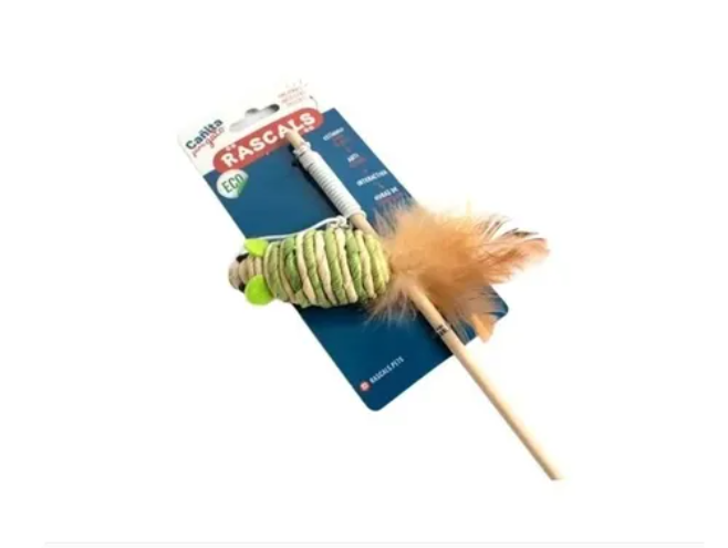 Juguete Para Gatos Cañita De Sisal Con Pluma Y Cascabel - Imagen 2
