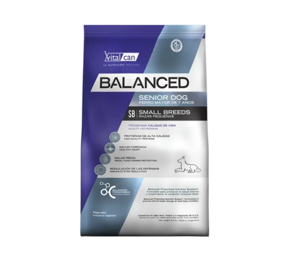 Alimento Vitalcan Balanced Señior Dog Raza Pequeña
