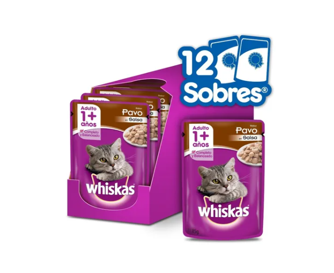 Pouch Whiskas Para Gato Sabor Pavo 85gr