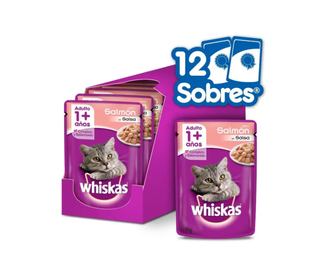 Pouch Whiskas Para Gato Sabor Salmón 85gr
