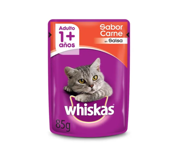 Pouch Whiskas Para Gato Carne en Salsa 85gr - Imagen 2