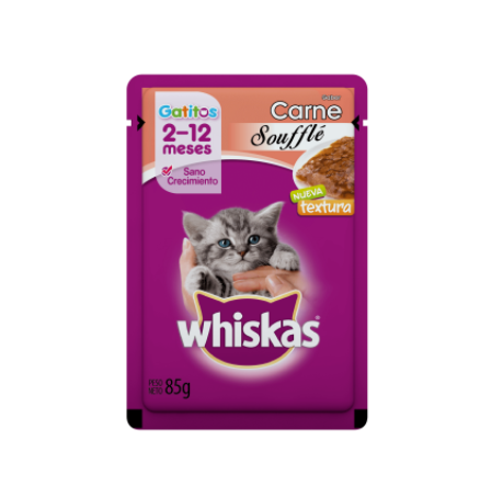 Pouch Whiskas Para Gatito Sabor Carne Soufflé 85gr