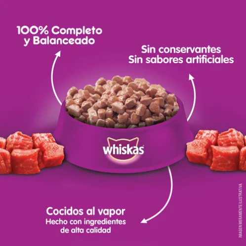 Pouch Whiskas Para Gatito Sabor Carne Soufflé 85gr - Imagen 2