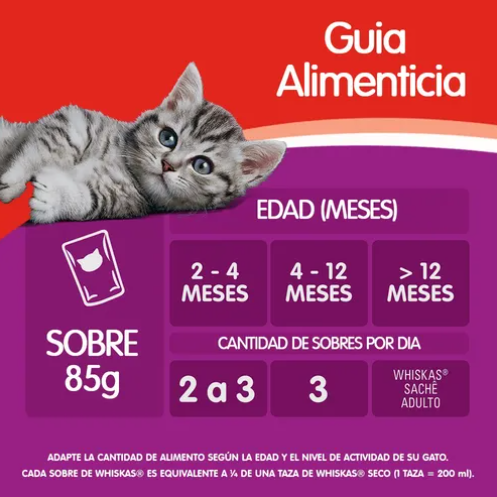 Pouch Whiskas Para Gatito Sabor Carne Soufflé 85gr - Imagen 3