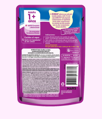 Pouch Whiskas Para Gato Sabor Sardina 85gr - Imagen 3