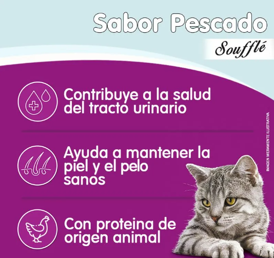 Pouch Whiskas Para Gato Sabor Pescado Soufflé 85gr - Imagen 4