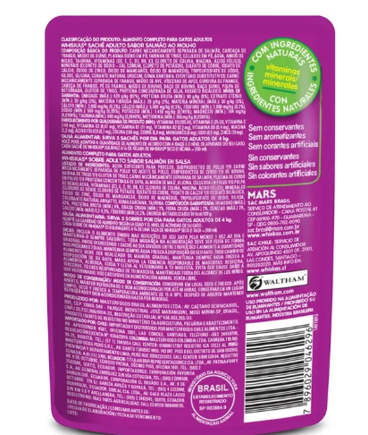 Pouch Whiskas Para Gato Sabor Salmón 85gr - Imagen 3