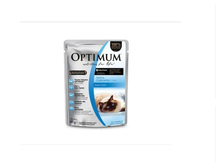 Alimento Caja Pouch Optimum Para Gato Castrado Pollo 85grs