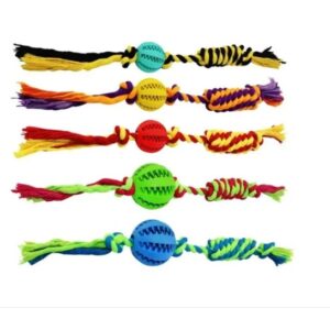 Juguete Gaucho  Rugbly Con Soga Trenzada Para Perro