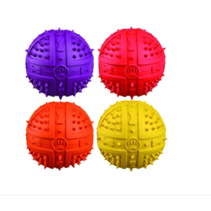 Juguete Pelota Para Perro Con Puas Sonido Caucho Natural 9 Cm