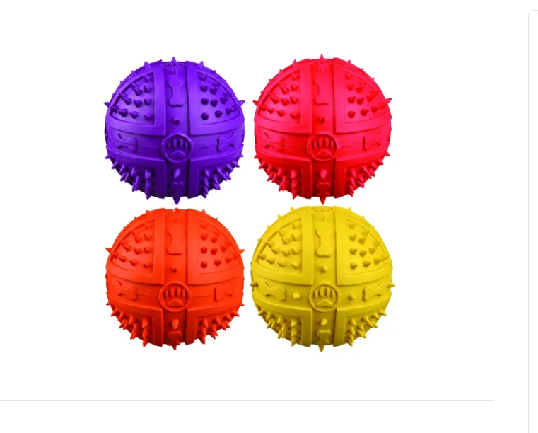 Juguete Pelota Para Perro Con Puas Sonido Caucho Natural 9 Cm