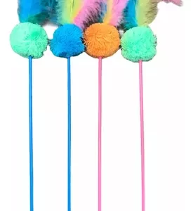 Juguete Para Gato Varita Con Ponpon Plumero 50 Cm