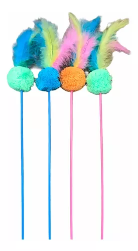Juguete Para Gato Varita Con Ponpon Plumero 50 Cm