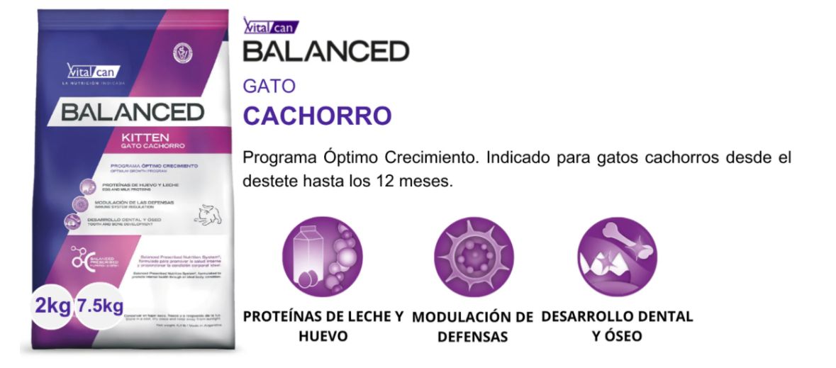 Alimento Fraccionado Vital Can Balanced Kitten X1 KG - Imagen 2