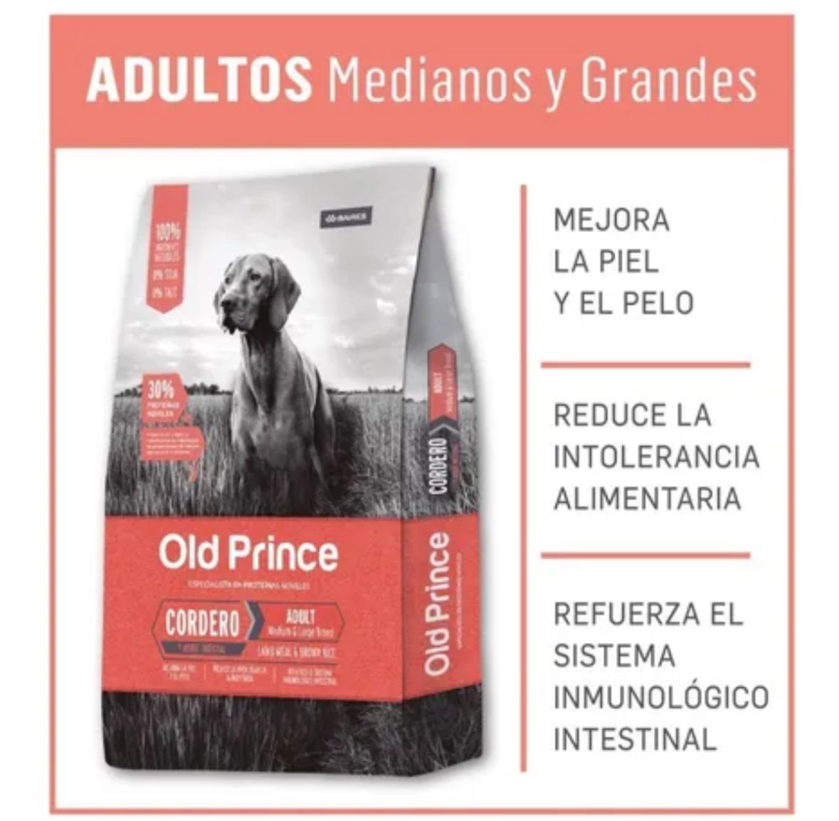 Alimento Fraccionado Old Prince Cordero Perro Adulto X1 KG - Imagen 3