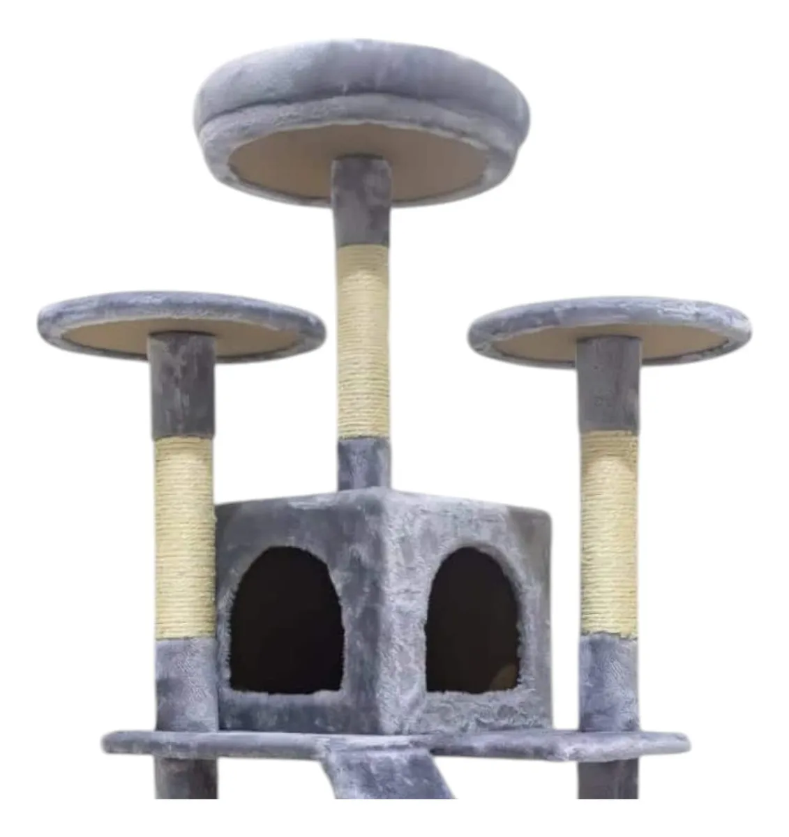 Rascador Torre Para Gato Ambar Dos Refugios Felpa Sisal Gimnasio 40x35x140cm Bestia Peluda - Imagen 3