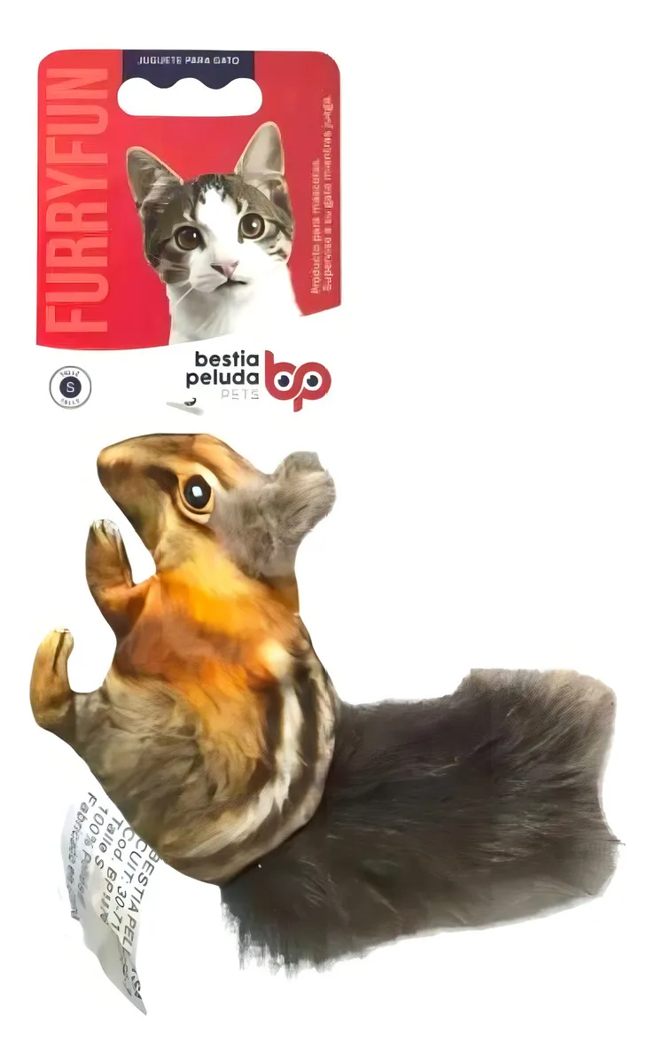Juguete Para Gato Bestia Peluda Ardilla Cola Ancha Pelo Sintetico Color Camel