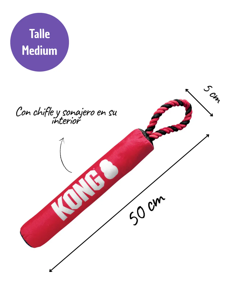 Juguete Para Perro Kong Signature Palo Con Soga Medium Rojo - Imagen 2