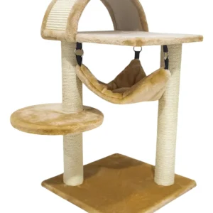 Rascador Torre Para Gato Mica Felpa Sisal Y Camita Colgante Gimnasio 40 X 40 X 75 Cm