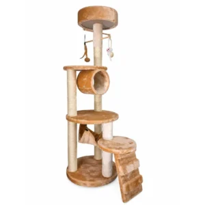 Rascador Torre Para Gatos Alex Felpa Sisal Gminasio 40 x 40 x 125 Cm Con Cueva Escalera Hamaca Y Cama Superior