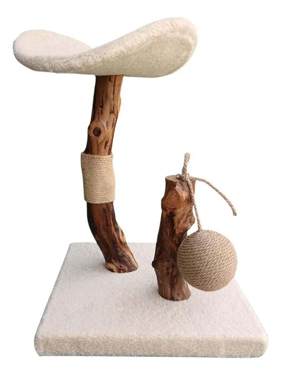 Rascador Torre Para Gato Rita Felpa Sisal Madera Real Con Pelota Gimnasio 40 X 40 X 57 Cm