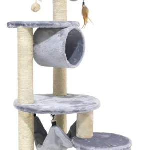 Rascador Torre Para Gato Africa Refugio Cama Colgante Felpa Sisal Gimnasio 40x40x125cm